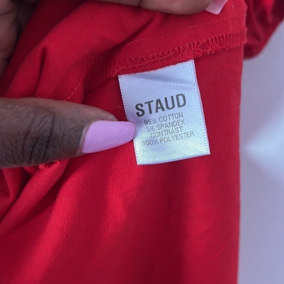 STAUD Veronica Stretch Cotton Poplin Red Dress Size 6 - Picture 7 of 11